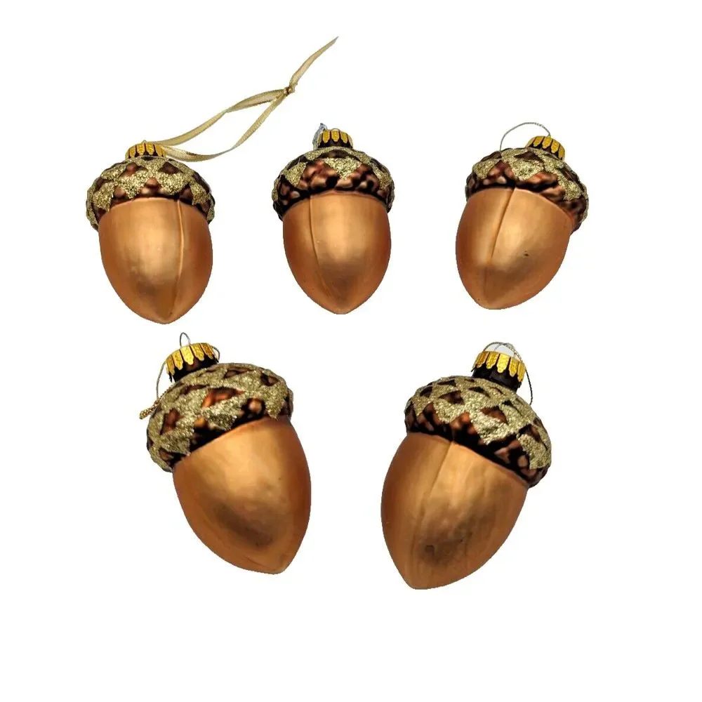 Acorn Blown Glass Ornament Lot of 6